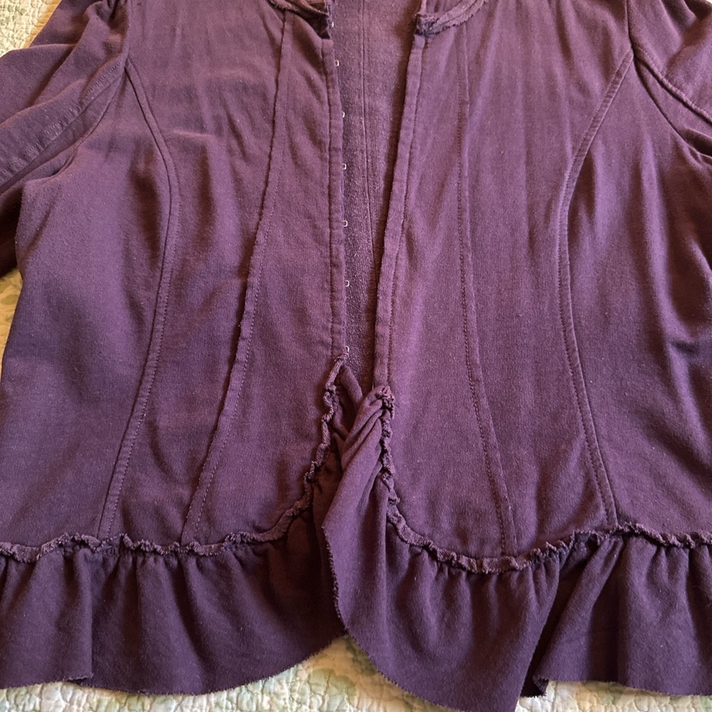 Purple Ruffled Open-Front Blazer - Picture 3 of 6